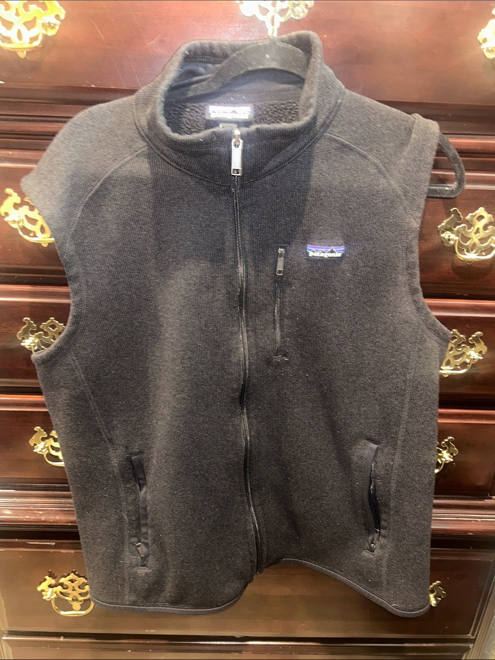 Patagonia Black Fleece Vest with Zip Chest Pocket